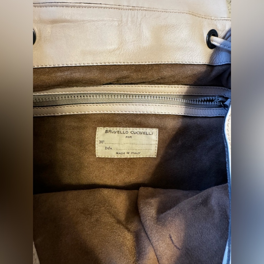❌SOLD❌Brunello Cucinelli Lambskin Backpack w/Monili Straps Off White - Picture 10 of 10